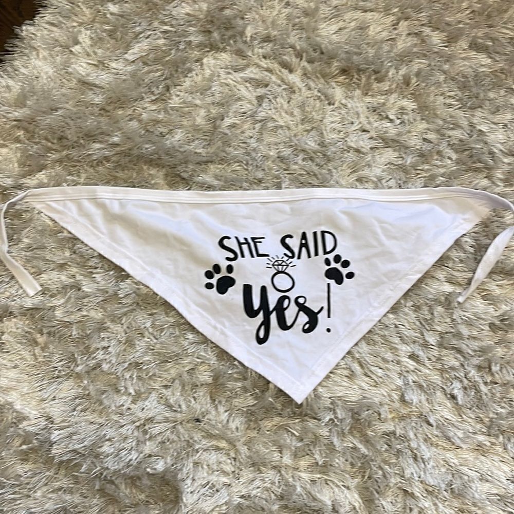 Doggie or Cat Pet “She Said Yes” Bandana Engagement Proposal